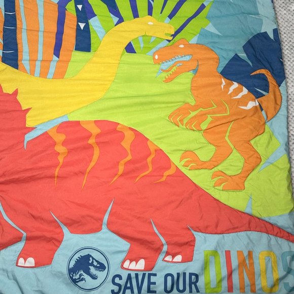Jurassic World Save Our Dinos Bedding Comforter Blue Green Toddler Bed Blanket - Picture 4 of 11